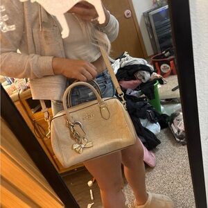 Coach Beige Signature Small Satchel with Gold Charm